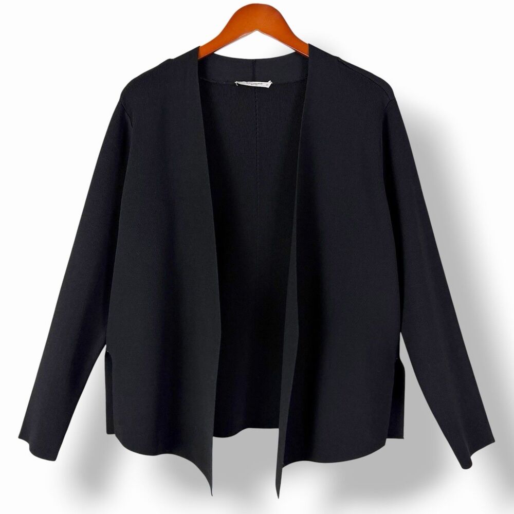 M.M.LaFleur The Woolf Jardigan Jacket Cardigan Black Open Front Plus Size +1 XL